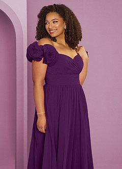 Barbie ♥ Azazie Jurken voor bruidsmeisjes Converteerbaar Jurk van Chiffon met A-Lijn Off the Shoulder Druif image13