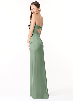 Azazie Leonis Vestidos de damas de honor Vestido de Matcha de Satén Elástico de Corte Sirena Convertible con Plisado image7