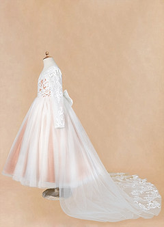 Azazie Elodie Blumenmädchenkleider Ballkleid Spitze Kleid Elfenbein Bronzer image14