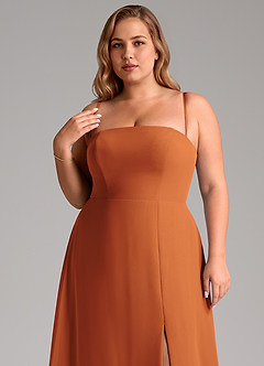 Azazie Wren Bridesmaid Dresses Cinnamon A-Line Side Slit Chiffon Convertible Dress image11