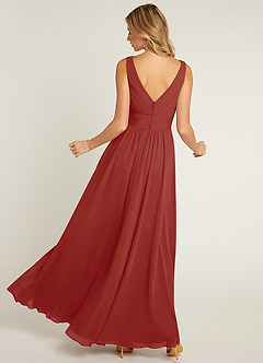 Azazie Pierrette Bridesmaid Dresses Terracotta A-Line Pleated Chiffon Dress image2