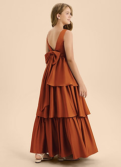 Azazie Meadowyn Junior Cinnamon A-Line Bow Stretch Satin Dress image6