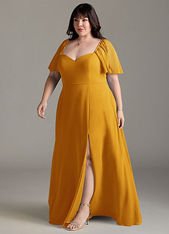 Azazie Chloe Bridesmaid Dresses Butterscotch A-Line Sweetheart Neckline Chiffon Dress image11