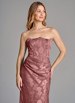 Azazie Ezrena Bridesmaid Dresses Desert Rose Mermaid Strapless Floral Burnout Convertible Dress image2