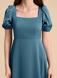 Azazie Briar Junior Bermuda A-Line Bow Stretch Satin Dress image8