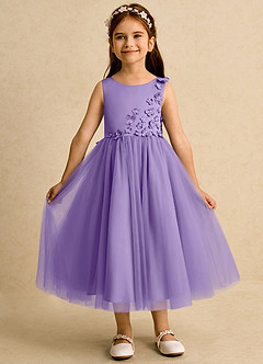 Azazie Malva Flower Girl Dresses Tahiti Ball-Gown Bow Tulle Dress image4