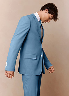 front James Steel Blue Structured Stretch Suit Jacket