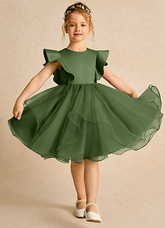 Azazie Chirp Robe Demoiselle D'honneur Fillette Robe Princesse en Tulle Olive image3