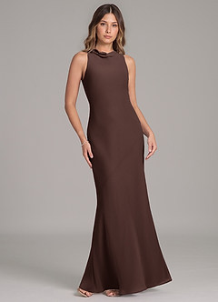 Azazie Allettie Brautjungfernkleider Meerjungfrau-Linie Chiffon Kleid Ganache image6