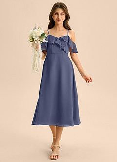 Azazie Kamilla Junior Klä av A-Line i Chiffong Av axeln image4