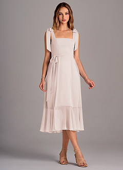 Azazie Deb Bridesmaid Dresses Rose Petal A-Line with Pockets Chiffon Convertible Dress image5