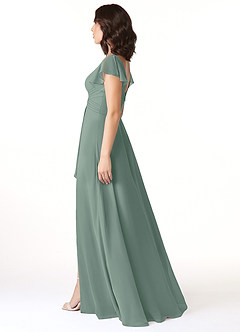 Azazie Omari Bridesmaid Dresses Silver Sage A-Line Chiffon Dress image3