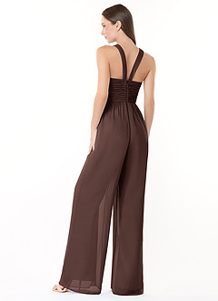 Azazie Berdie Bridesmaid Dresses Ganache Halter Chiffon Jumpsuit image4