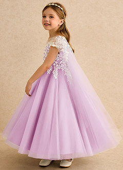 Azazie Dandelion Flower Girl Dresses Candy Pink Ball-Gown Lace Dress image6