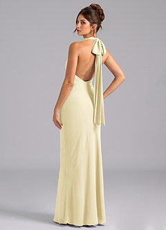 Azazie Velli Bridesmaid Dresses Lemon Sorbet Mermaid High Neck Chiffon Dress image7