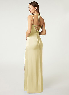 Azazie Desi Brautjungfernkleider Etui Halter Korsett Stretch-Satin Kleid Zitronensorbet image5