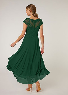 Azazie Shonda vestidos de madre de la novia Vestido de Verde Oscuro de Gasa con Encaje image4