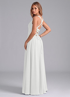 Azazie Francis Bridesmaid Dresses White A-Line Corset Chiffon Dress image2
