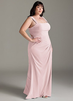 Azazie Jesaphine Bridesmaid Dresses Blushing Pink Sheath Bow Chiffon Dress image10