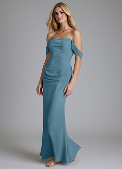 Azazie Luiza Brudtärnklänningar Klä av Sjöjungfru i Chiffong Av axeln Bermuda image1