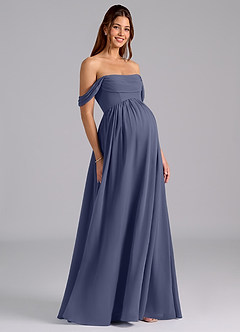 Azazie Saige Maternity Bridesmaid Dresses A-Line Pleated Chiffon Floor-Length Dress image1
