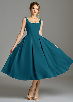 Azazie Amalie Bridesmaid Dresses Ink Blue A-Line Pleated Chiffon Dress image5