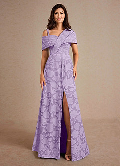 Azazie Milton Mother of the Bride Dresses Lilac A-Line Pleated Floral Burnout Dress image6
