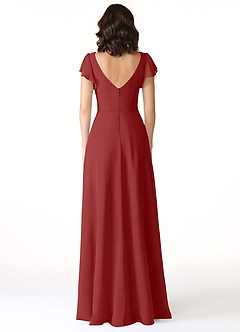 Azazie Omari Bridesmaid Dresses Rust A-Line Chiffon Dress image2