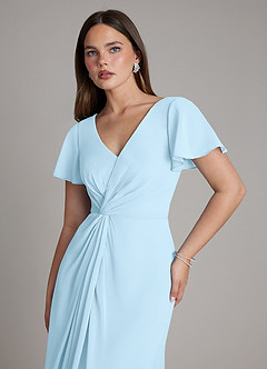Azazie Kaya Bridesmaid Dresses Sky Blue A-Line Pleated Chiffon Dress image3