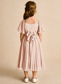 Azazie Gisele Abiti da Ragazza di Fiori Abito A-Line in Chiffon Plissettato Rosa Inglese image6