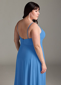 Azazie Akita Robes de demoiselle d'honneur Robe Trapèze en Mousseline de soie Geai Bleu image11