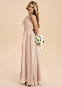 Azazie Shale Junior English Rose A-Line Bow Chiffon Dress image1