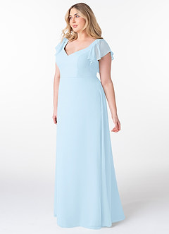 Azazie Syenna Bridesmaid Dresses Sky Blue A-Line Ruched Chiffon Dress image8