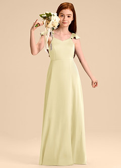 Azazie Everett Junior Klä av A-Line i Stretch Satin Rosett image5