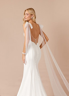 Azazie Sharen Wedding Dresses Diamond White Sand Mermaid Stretch Crepe Dress image5