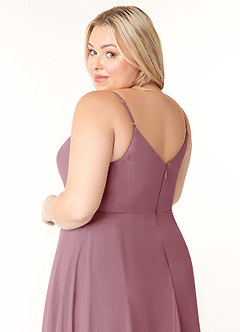 Azazie Clarissa Brudtärnklänningar Klänning av A-Line i Chiffong V-ringad Vintage Mauve image12