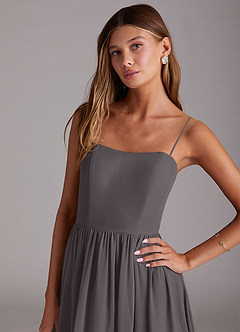 Azazie Calianna Bridesmaid Dresses Steel Grey A-Line Off the Shoulder Chiffon Convertible Dress image2