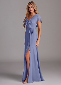 Azazie Lainey Bridesmaid Dresses Lavender A-Line with Pockets Chiffon Dress image4