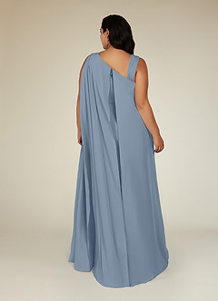 Azazie Franchesca Abiti per la Madre della Sposa Abito Sirena in Chiffon Elasticizzato Plissettato Blu Polveroso image11