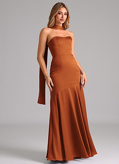 Azazie Shiloh Bridesmaid Dresses Cinnamon Mermaid Strapless Stretch Satin Convertible Dress image3