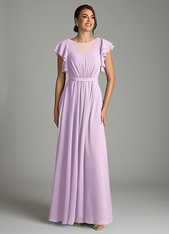 Azazie Daphne Modest Bridesmaid Dresses A-Line Ruffled Chiffon Floor-Length Dress image1
