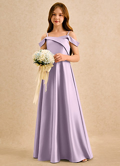 Azazie Jupie Girls Formal Abiti da Ragazza di Fiori Abito A-Line in Raso Opaco Plissettato Lilla Glassato image4