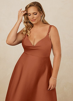 Christian Siriano Bridal for Azazie 1001 Bridesmaid Dresses Cedar Rose A-Line Sweetheart Neckline Stretch Satin Dress image16