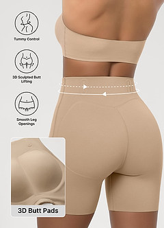 front Szorty modelujące bezszwowe szorty z wkładką 3D Butt-Padding (modelujące brzuch i podnoszące pośladki)