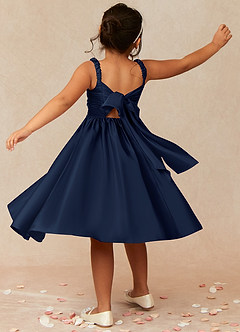 Azazie Cutie Pie Flower Girl Dresses A-Line Pleated Matte Satin Dress image2