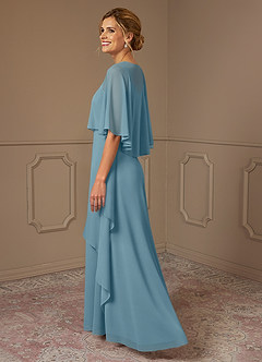 Azazie Bowie Kleider für die Brautmutter A-Linie Chiffon Kleid Stimmungsvolles Blau image3