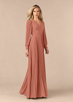 Azazie Zina Mother of the Bride Dresses MAI TAI A-Line Pleated Chiffon Dress image2