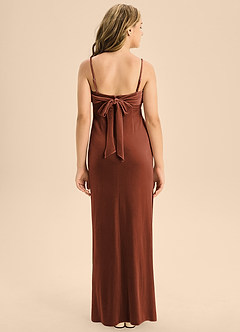 Azazie Mai Junior Terracotta A-Line Sweetheart Neckline Velvet Dress image2