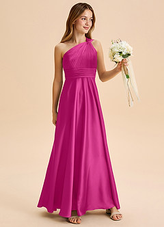 Azazie Charlize Junior Klä av A-Line i Stretch Satin Plisserad image3