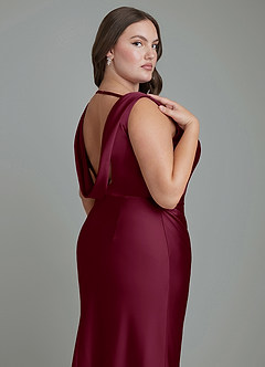 Azazie Kieryn Brautjungfernkleider Meerjungfrau-Linie Plissee Stretch-Satin Kleid Maulbeerrot image13